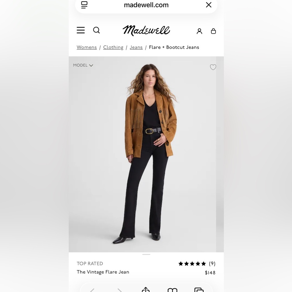 Madewell Black Vintage Flare Jeans